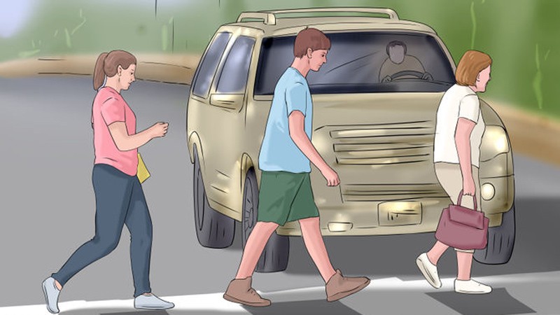 Bài tập dừng xe để nhường đường cho người đi bộ